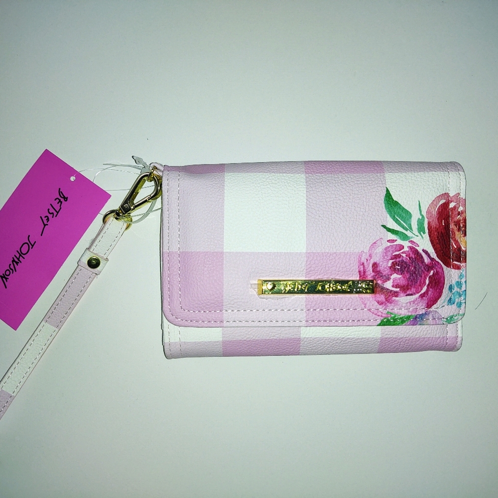 🎁Betsey Johnson Wristlet WalletPink Multi XOCELLY-